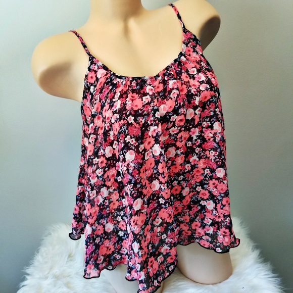 Express Tops - Express Floral Flared Swing Top XS